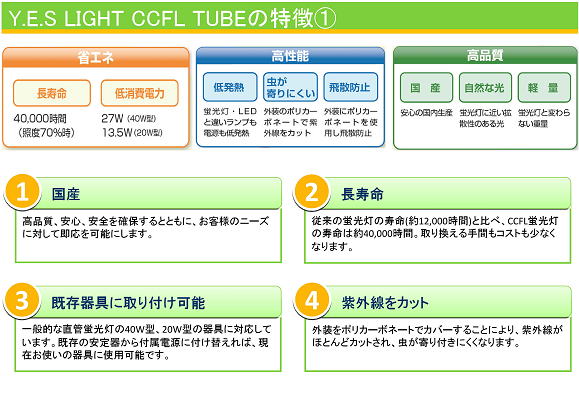 Y.E.S LIGHT CCFL TUBEの特徴①